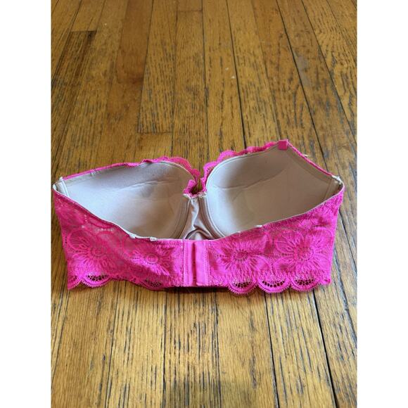 Aerie Bra Balconette Hot Pink Lace Underwire 34D No Straps GUC - Picture 3 of 5